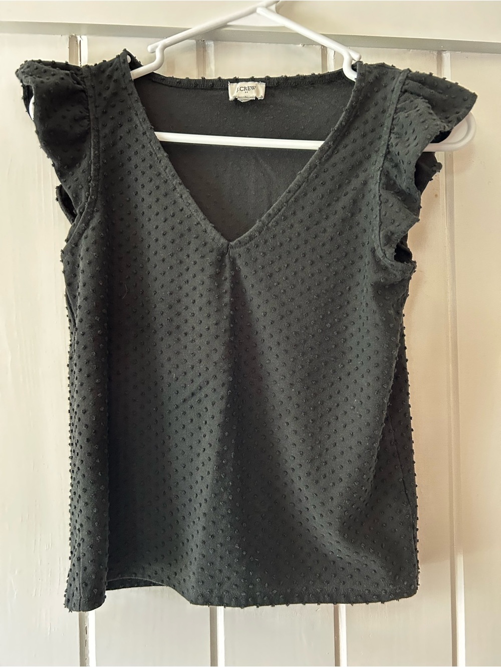 J. Crew | Black Swiss Dot V-Neck